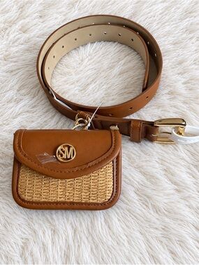 Steve Madden Tan Woven Mini Belt Bag